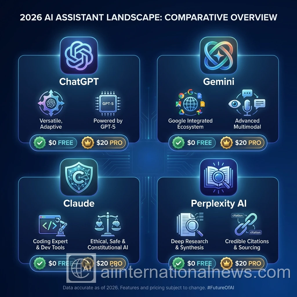 ChatGPT vs Gemini vs Claude vs Perplexity AI comparison 2026