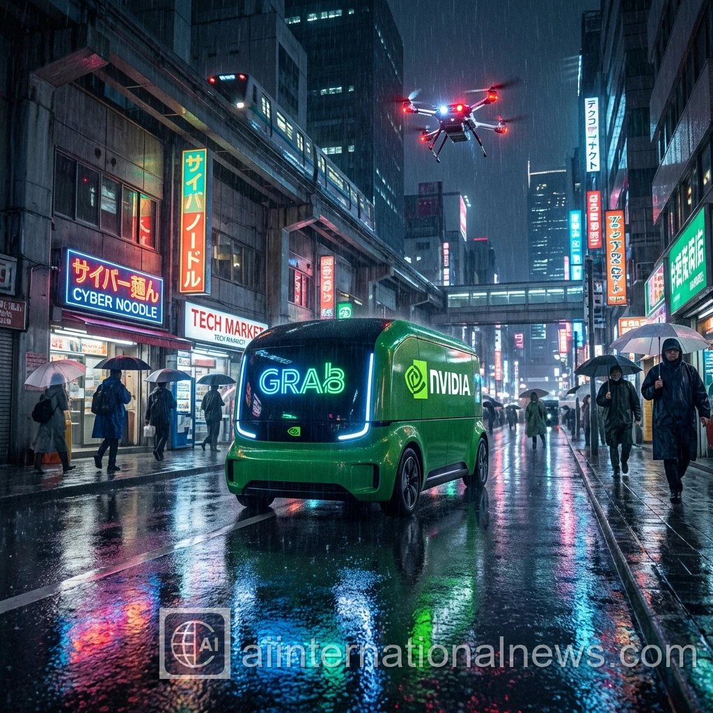Grab NVIDIA Delivery Robot in Cyberpunk City